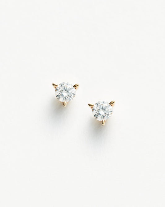 Solid Gold Small Solitaire Diamond Stud Earrings