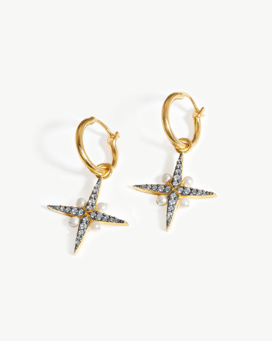 Harris Reed North Star Pearl Hoop Earrings