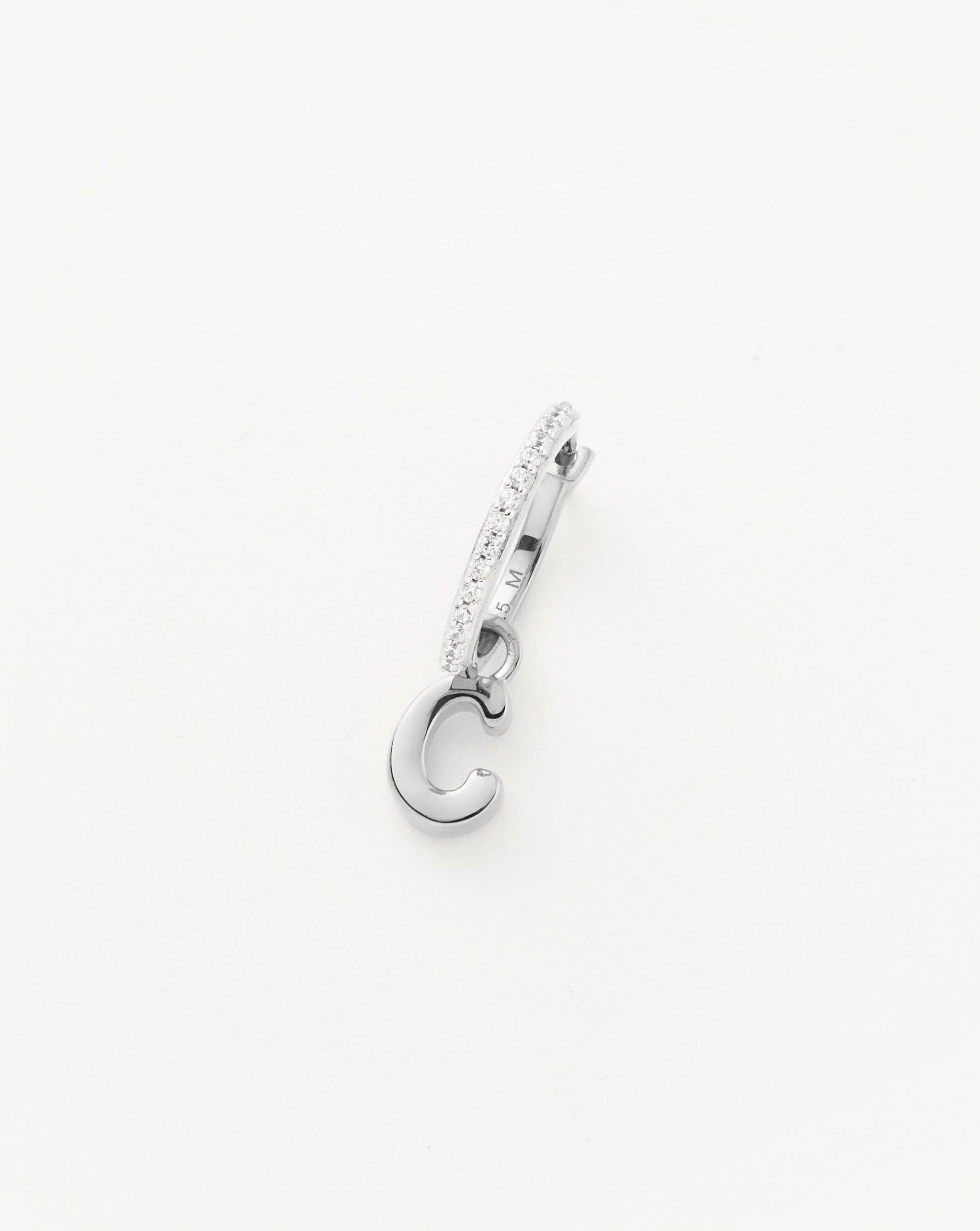 Initial Single Charm Hoop Earring - Initial C