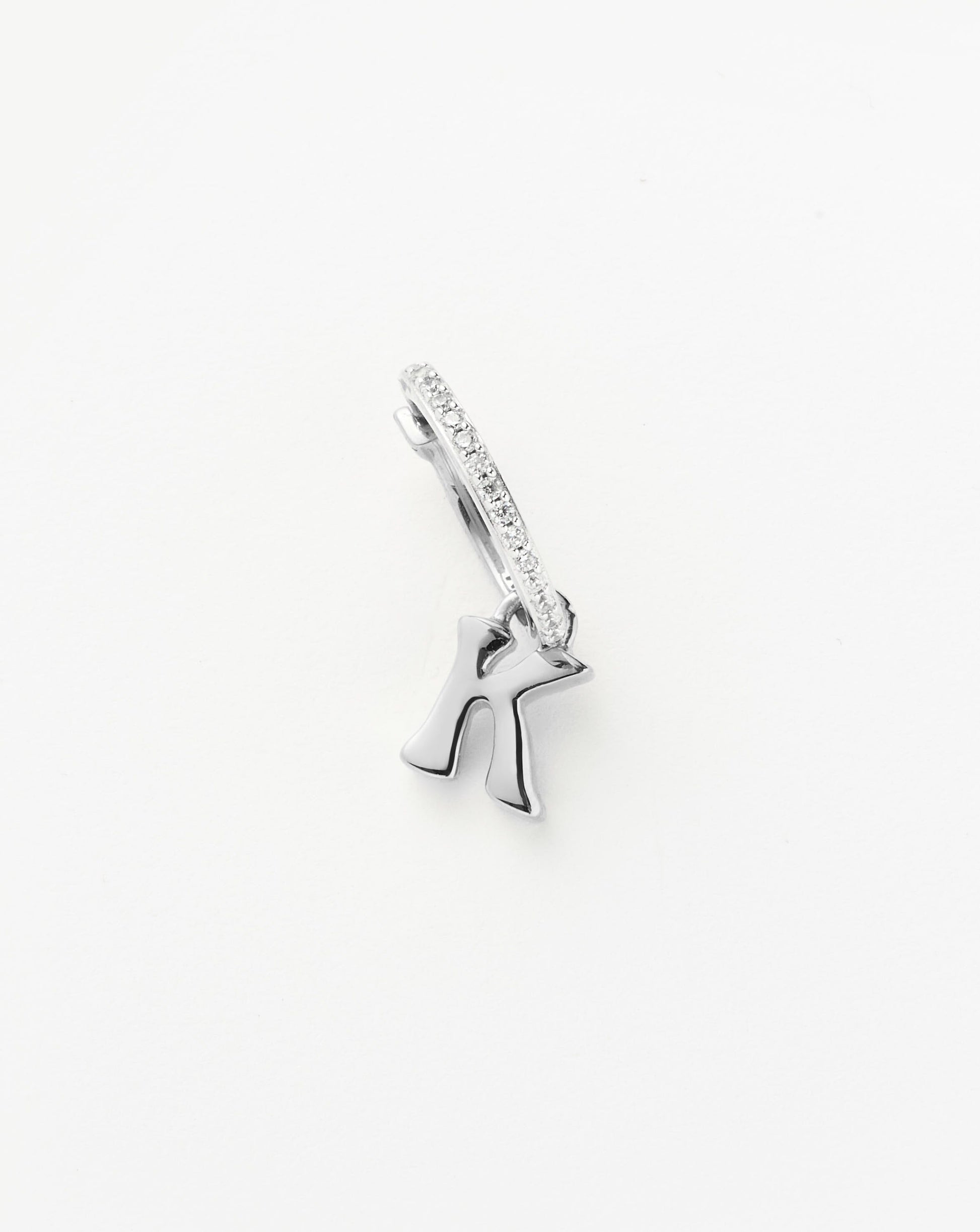 Initial Single Charm Hoop Earring - Initial K