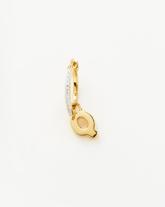 Initial Single Charm Hoop Earring - Initial Q