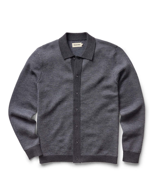 The Nichols Polo in Navy Birdseye Merino