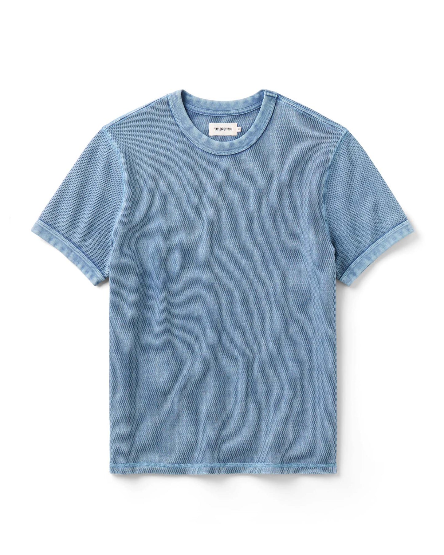 The Organic Cotton Short Sleeve Crew in Washed Blue Waffle