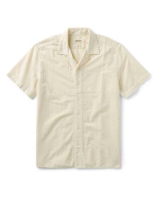 The Davis Shirt in Vintage White Embroidered Stripe