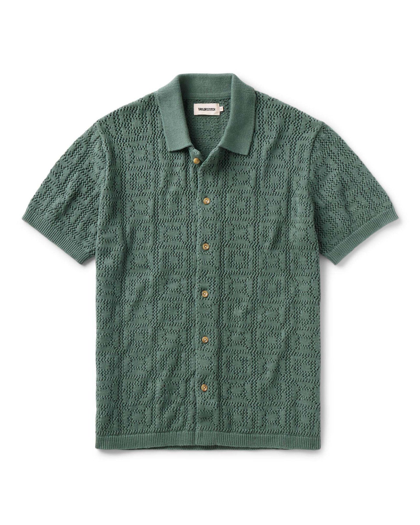 The Monterey Sweater Polo in Deep Sea Geo Crochet