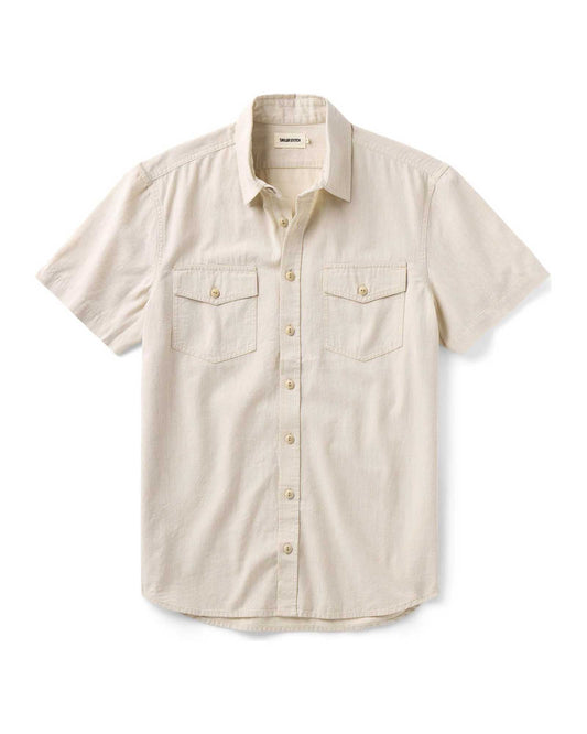The Short Sleeve Crew Shirt in Natural Chambray