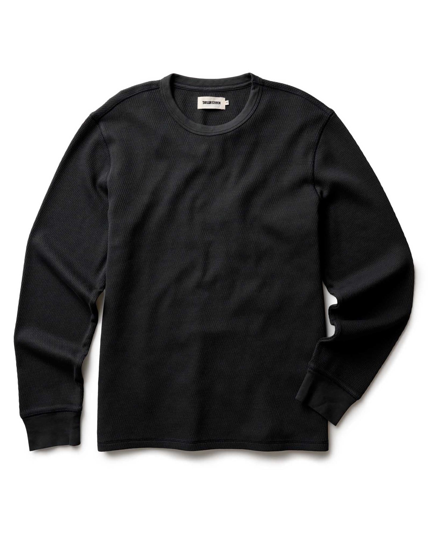 The Organic Cotton Crew in Faded Black Waffle