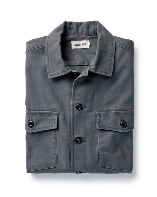 The Surplus Shirt in Faded Black Reverse Sateen