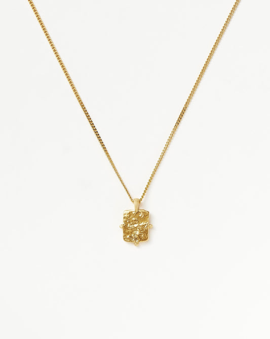 Lucy Williams Engravable Beaded Square Coin Pendant Necklace
