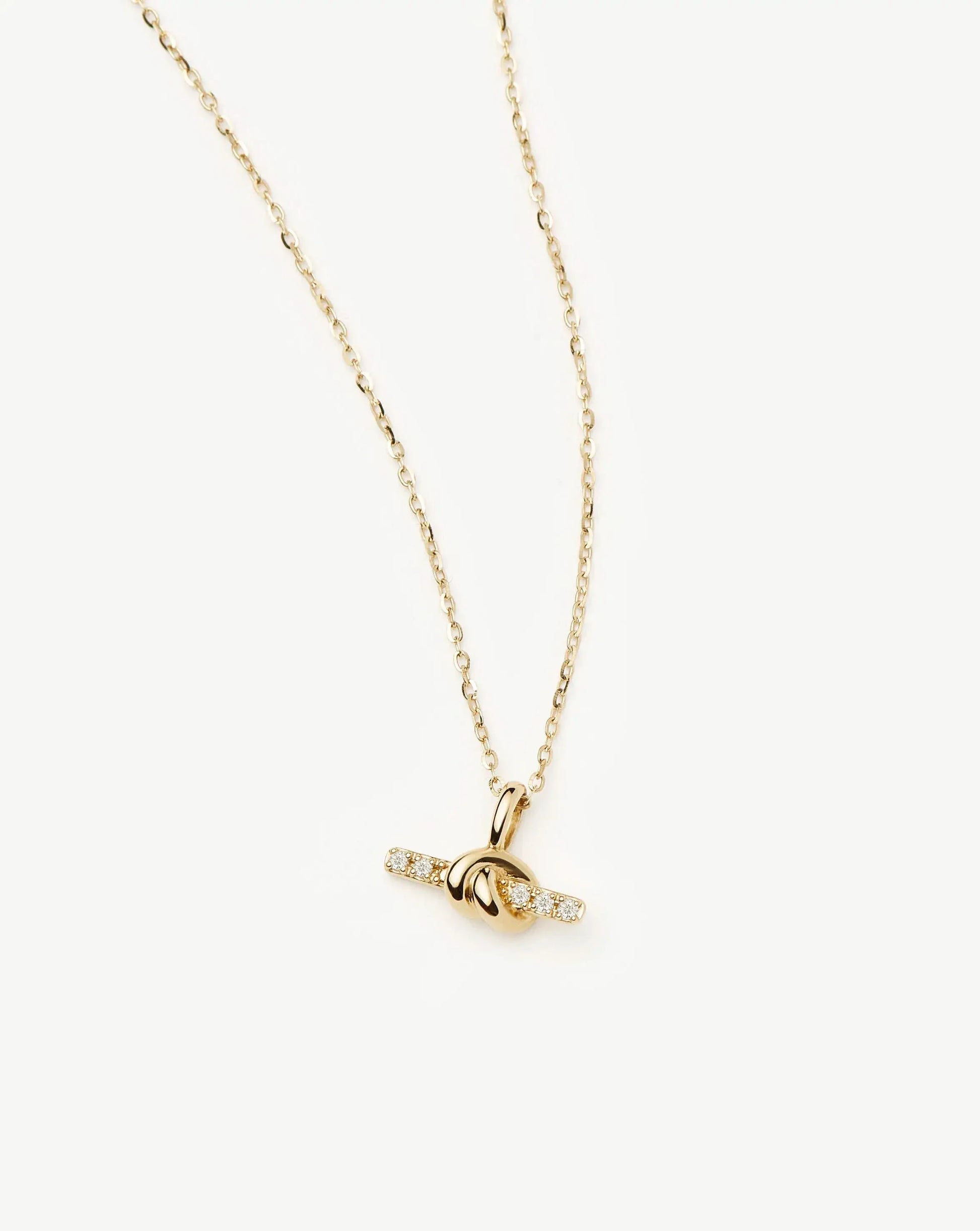Lucy Williams Solid Gold Diamond T-Bar Pendant Necklace