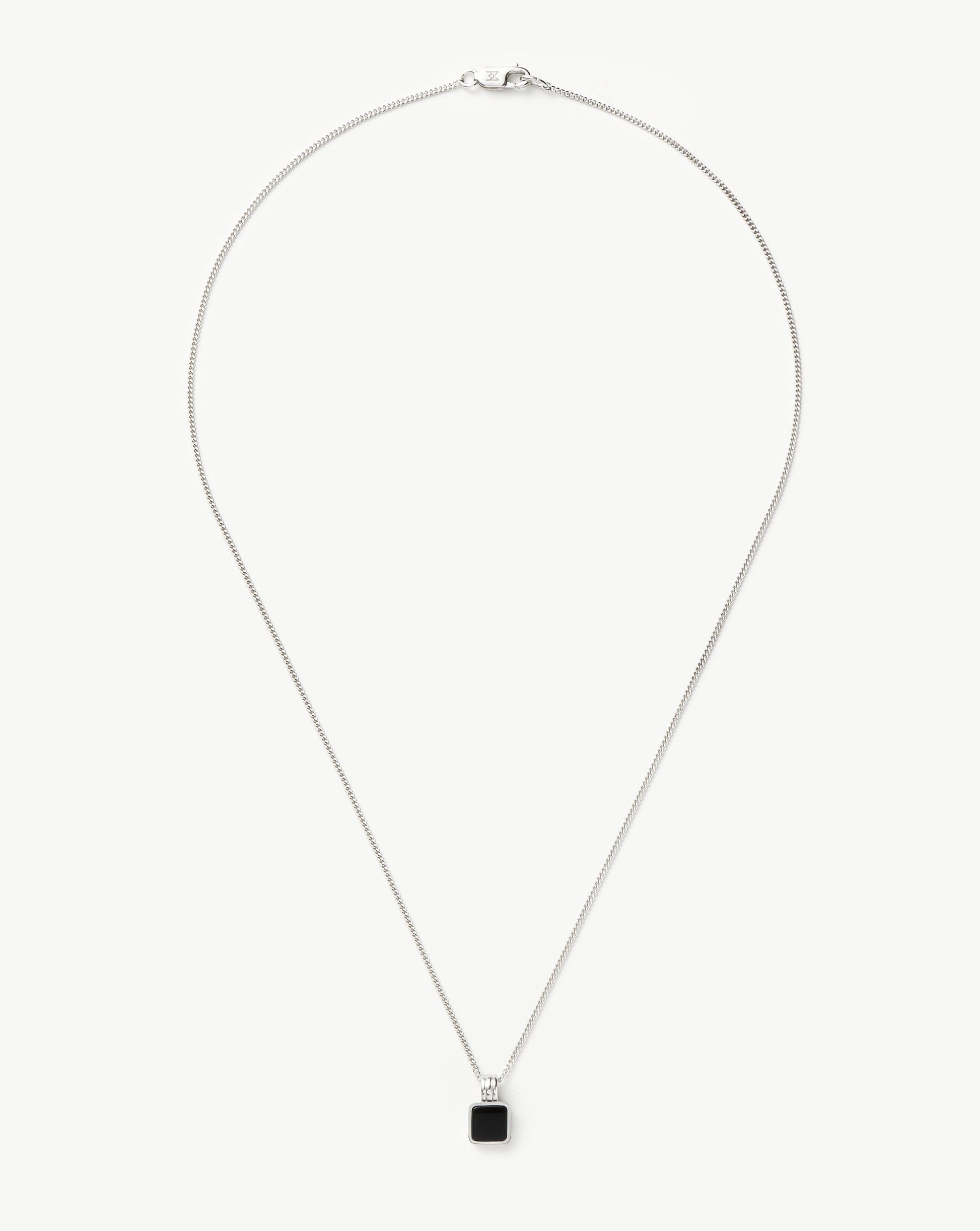 Mens Lucy Williams Square Black Onyx Pendant Necklace