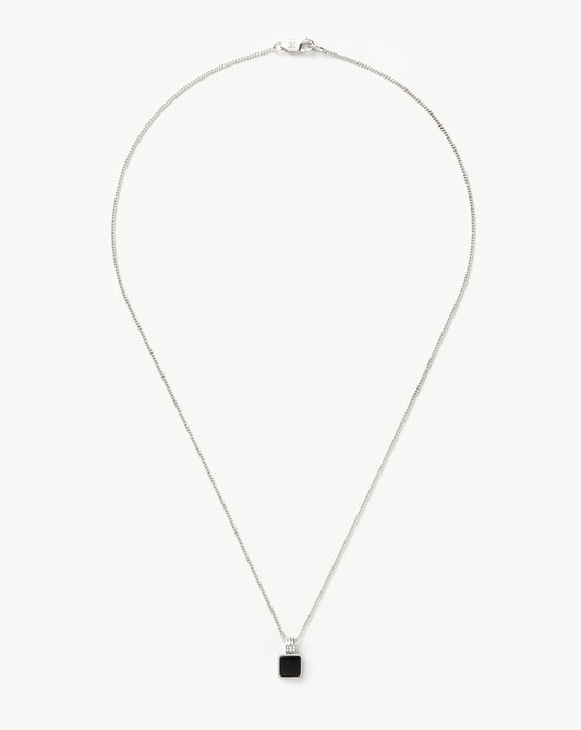 Mens Lucy Williams Square Black Onyx Pendant Necklace