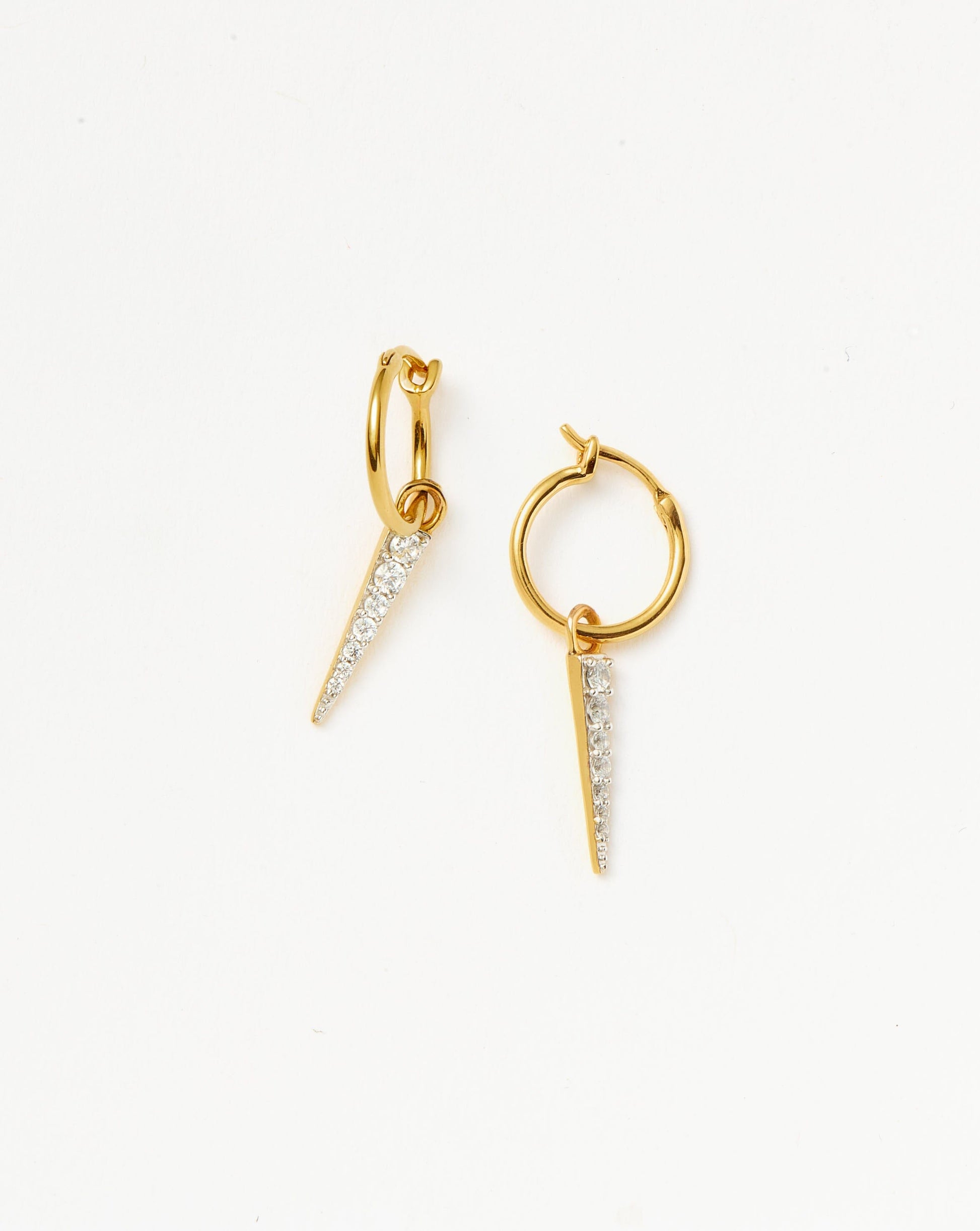 Mini Pave Spike Charm Hoop Earrings