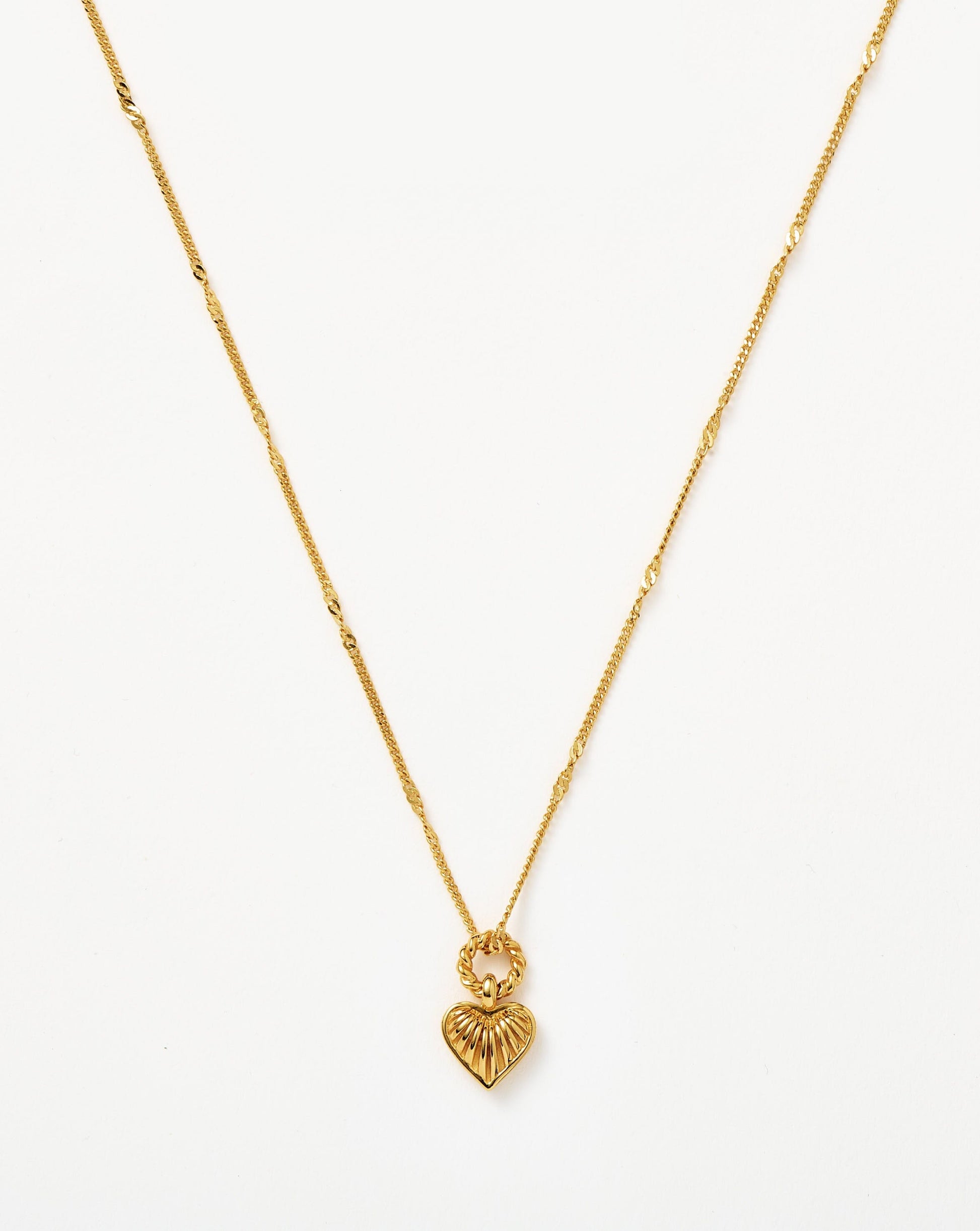 Mini Ridge Heart Charm Pendant Necklace
