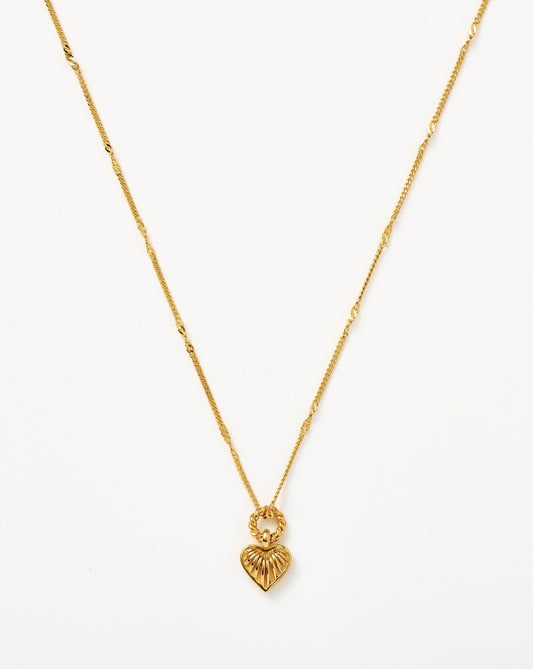 Mini Ridge Heart Charm Pendant Necklace