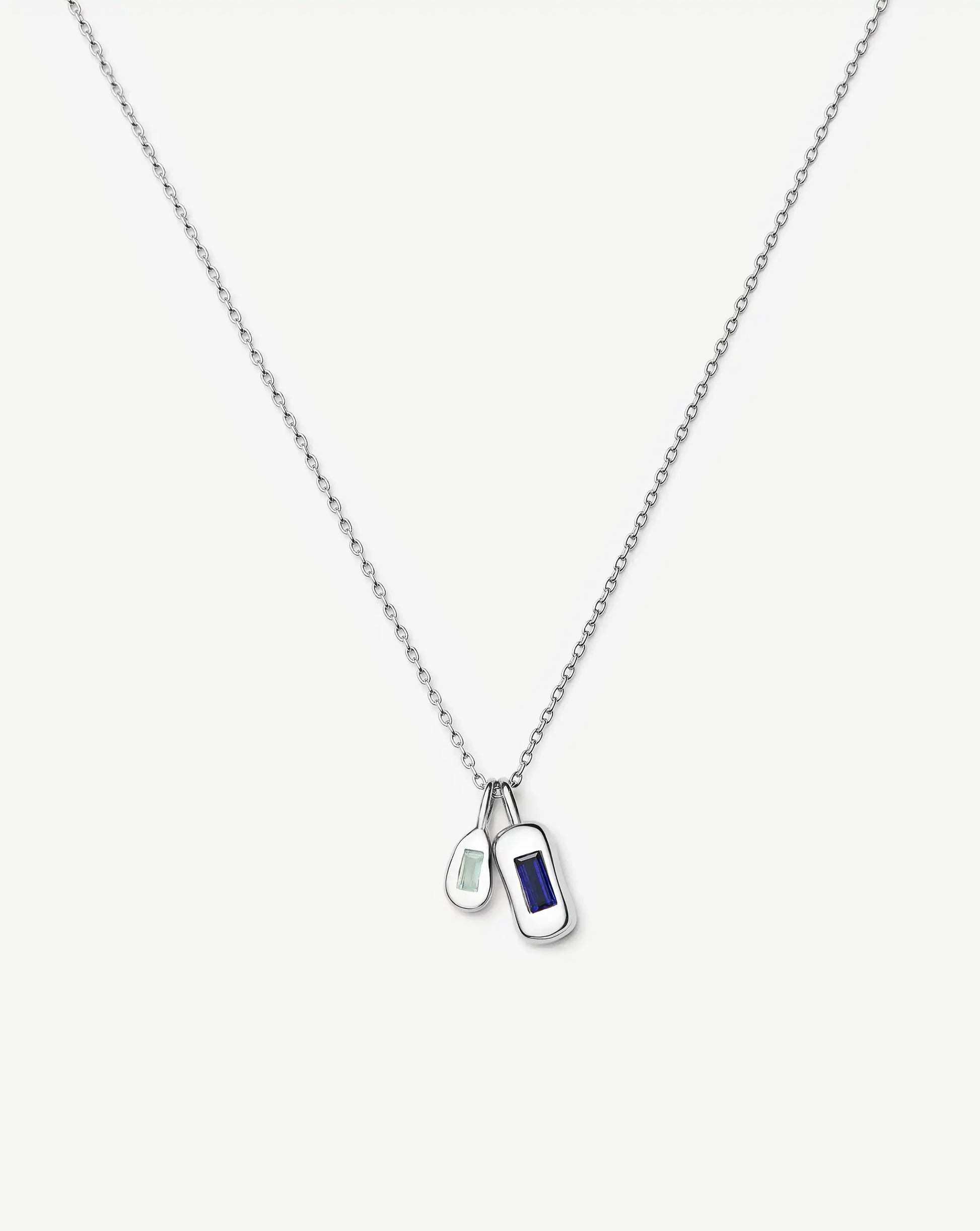 Molten Gemstone Bean Pendant Necklace