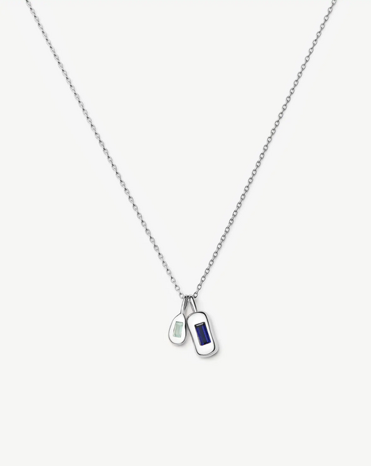 Molten Gemstone Bean Pendant Necklace