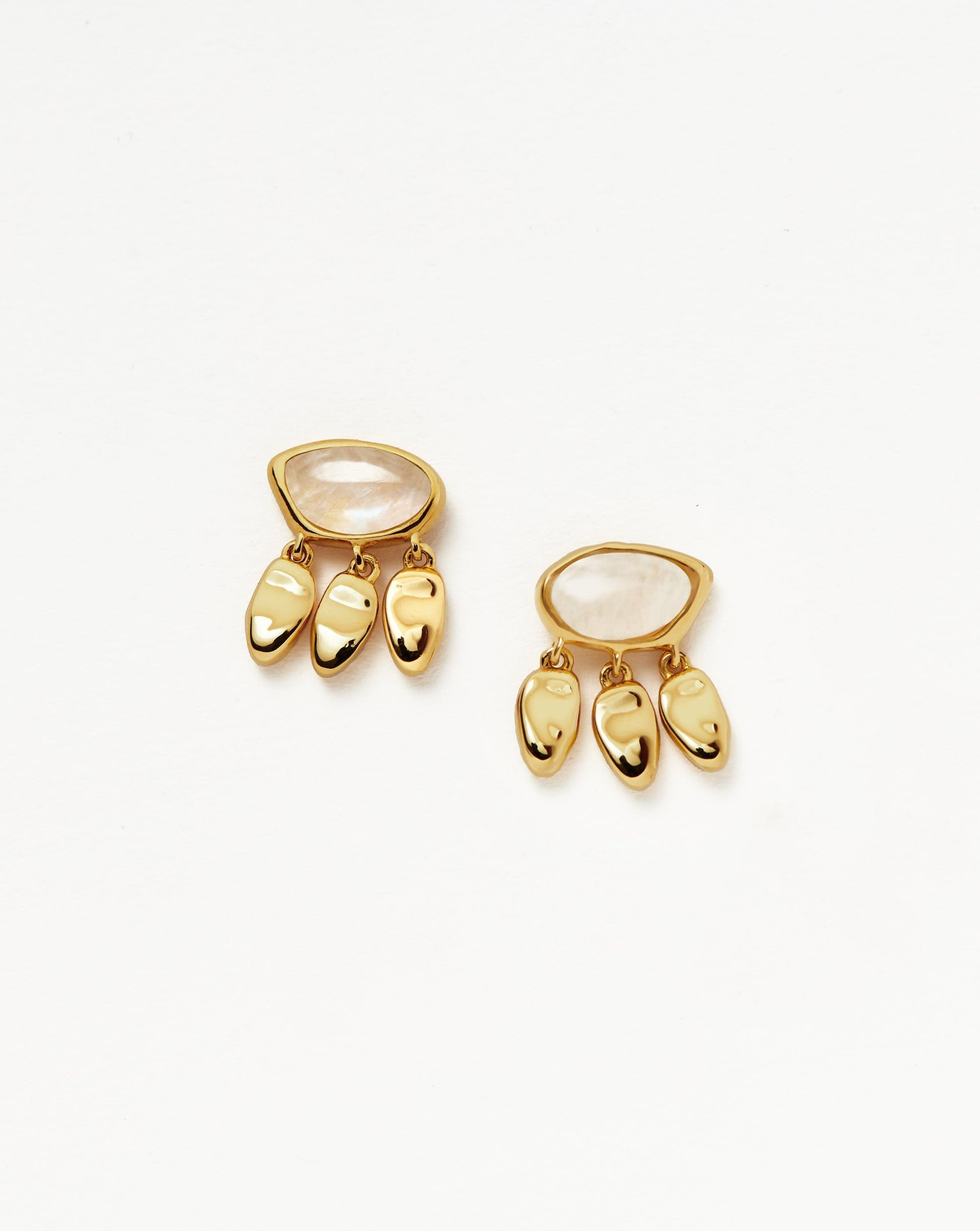 Molten Gemstone Charm Stud Earrings