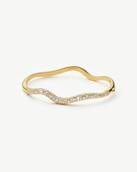Molten Snow Ripple Hinged Bangle