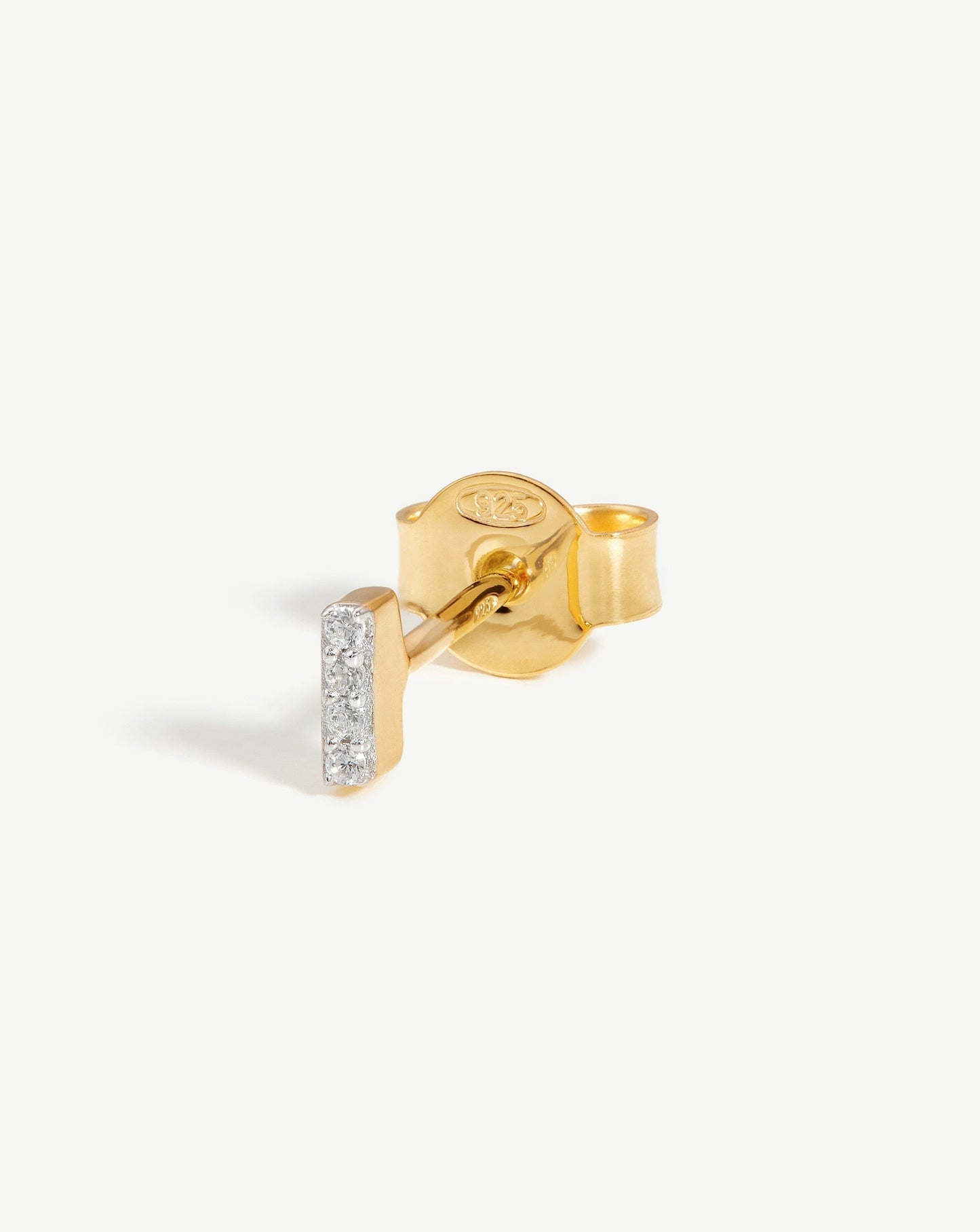 Pave Initial Single Stud Earring - Initial I