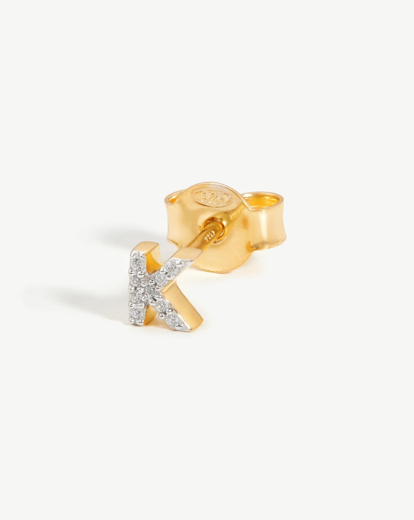 Pave Initial Single Stud Earring - Initial K