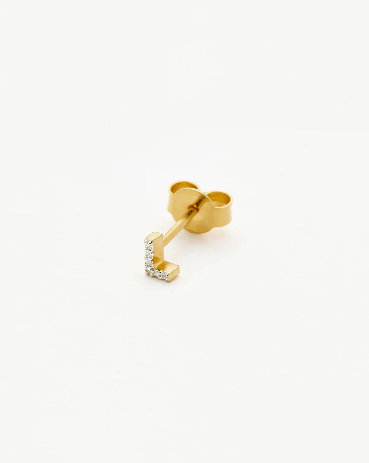 Pave Initial Single Stud Earring - Initial L