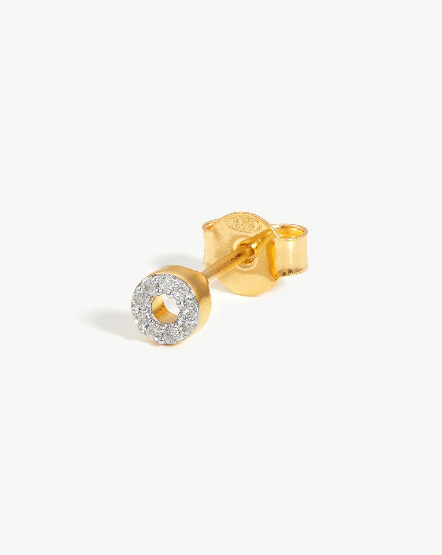 Pave Initial Single Stud Earring - Initial O