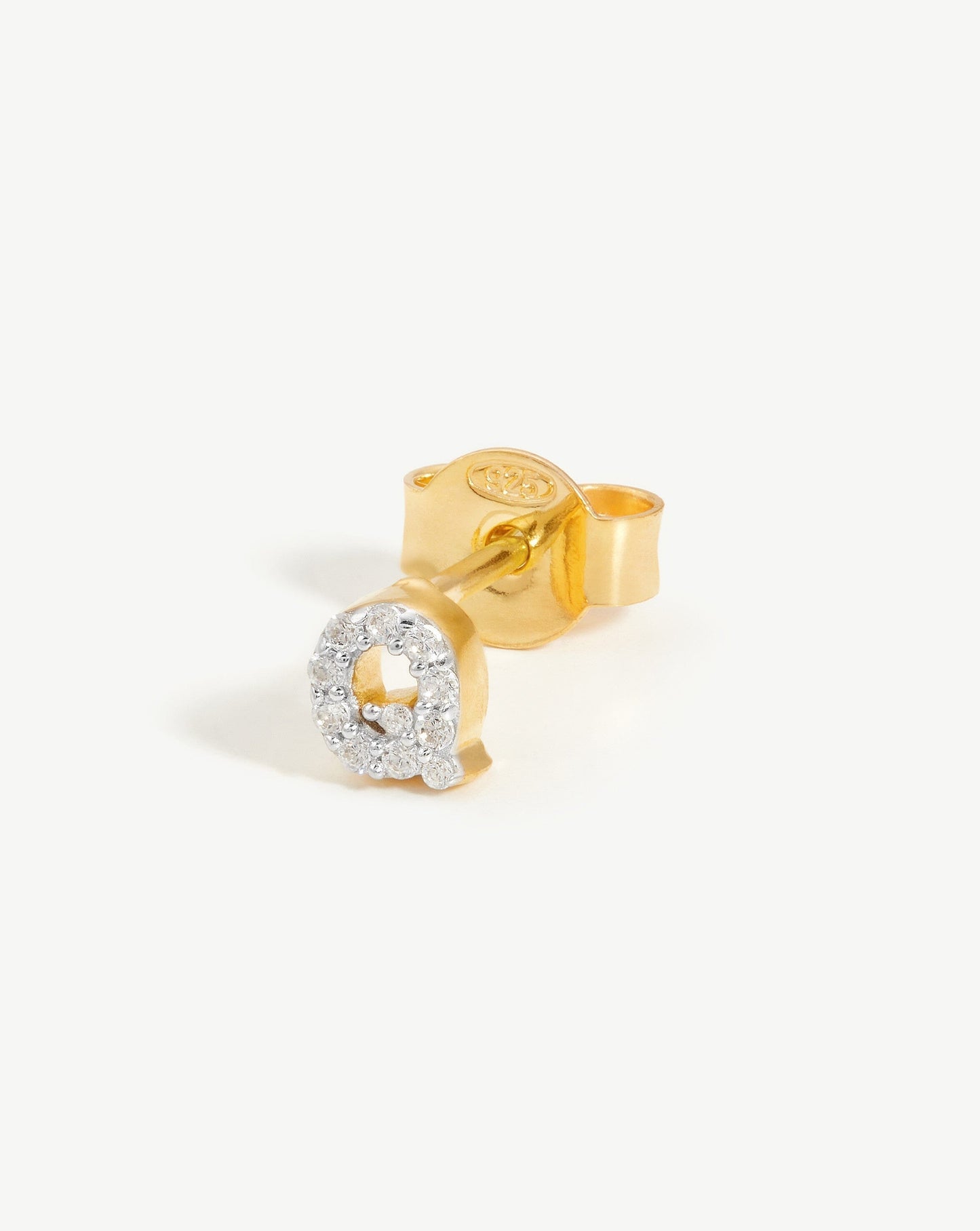 Pave Initial Single Stud Earring - Initial Q