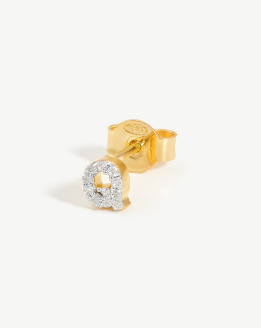 Pave Initial Single Stud Earring - Initial Q