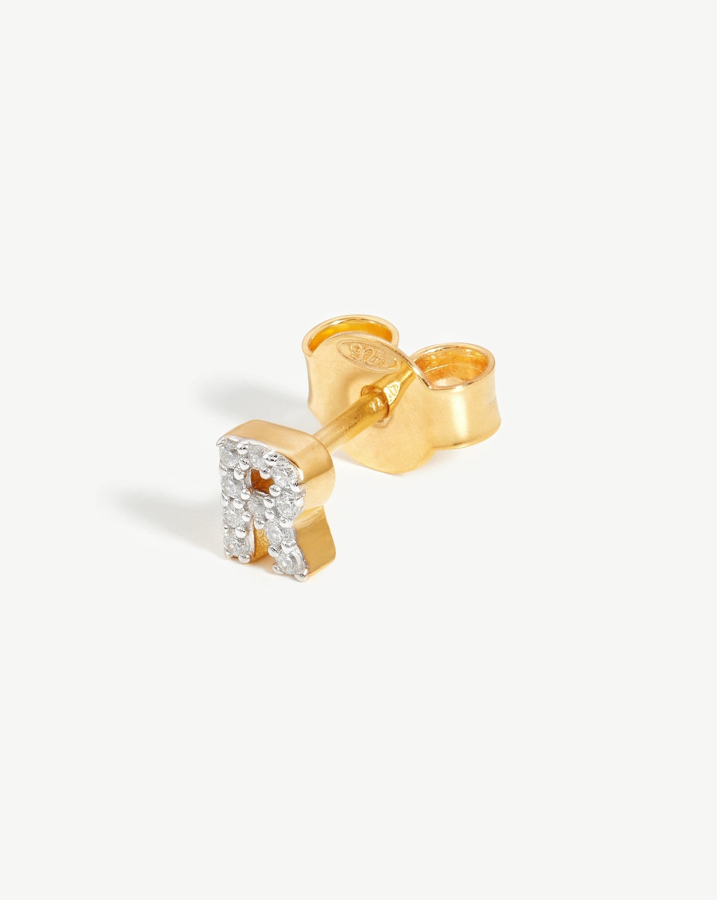 Pave Initial Single Stud Earring - Initial R