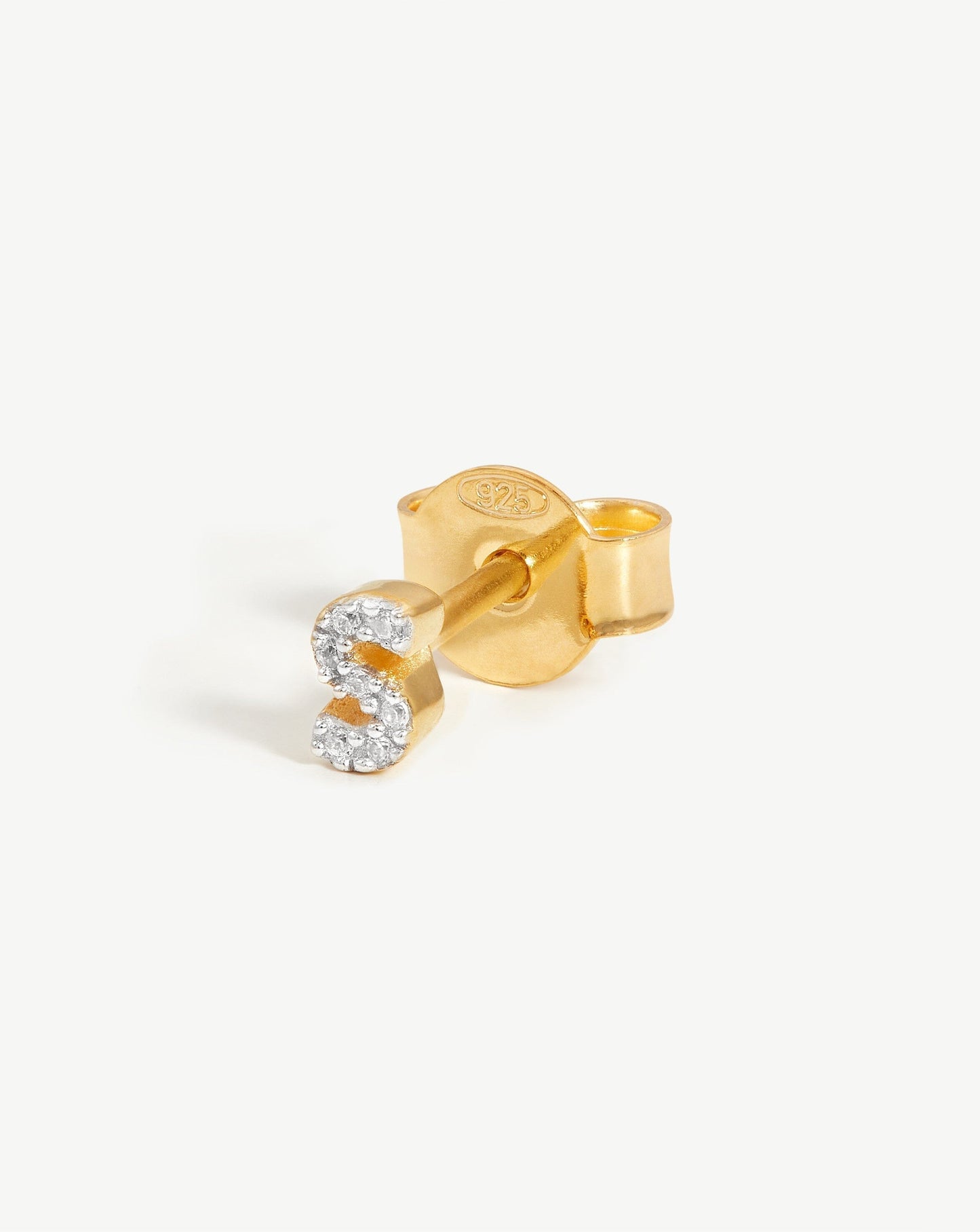 Pave Initial Single Stud Earring - Initial S