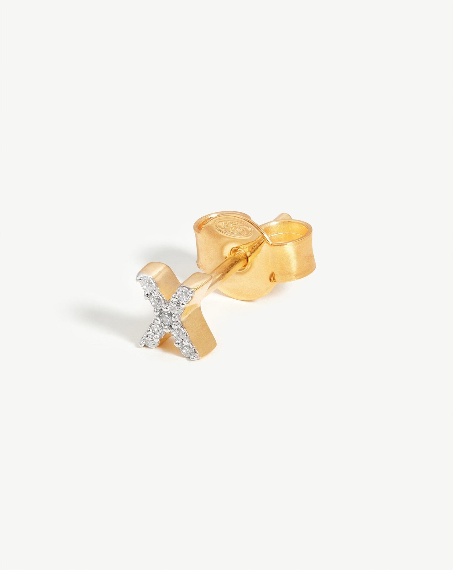 Pave Initial Single Stud Earring - Initial X
