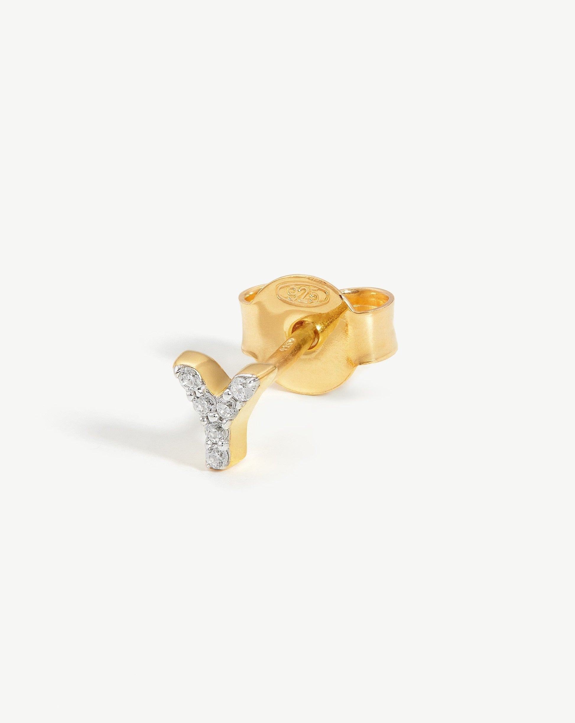 Pave Initial Single Stud Earring - Initial Y