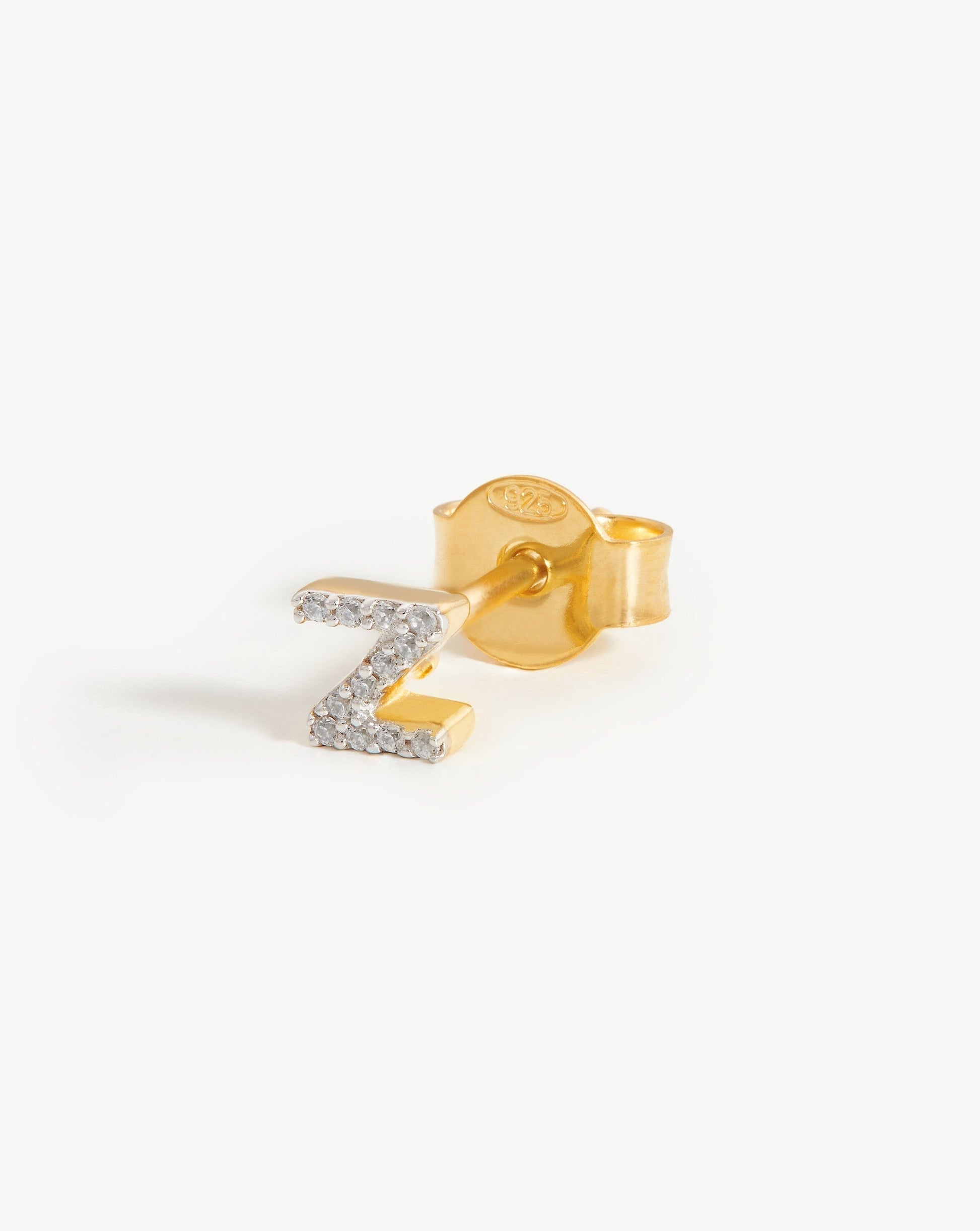 Pave Initial Single Stud Earring - Initial Z