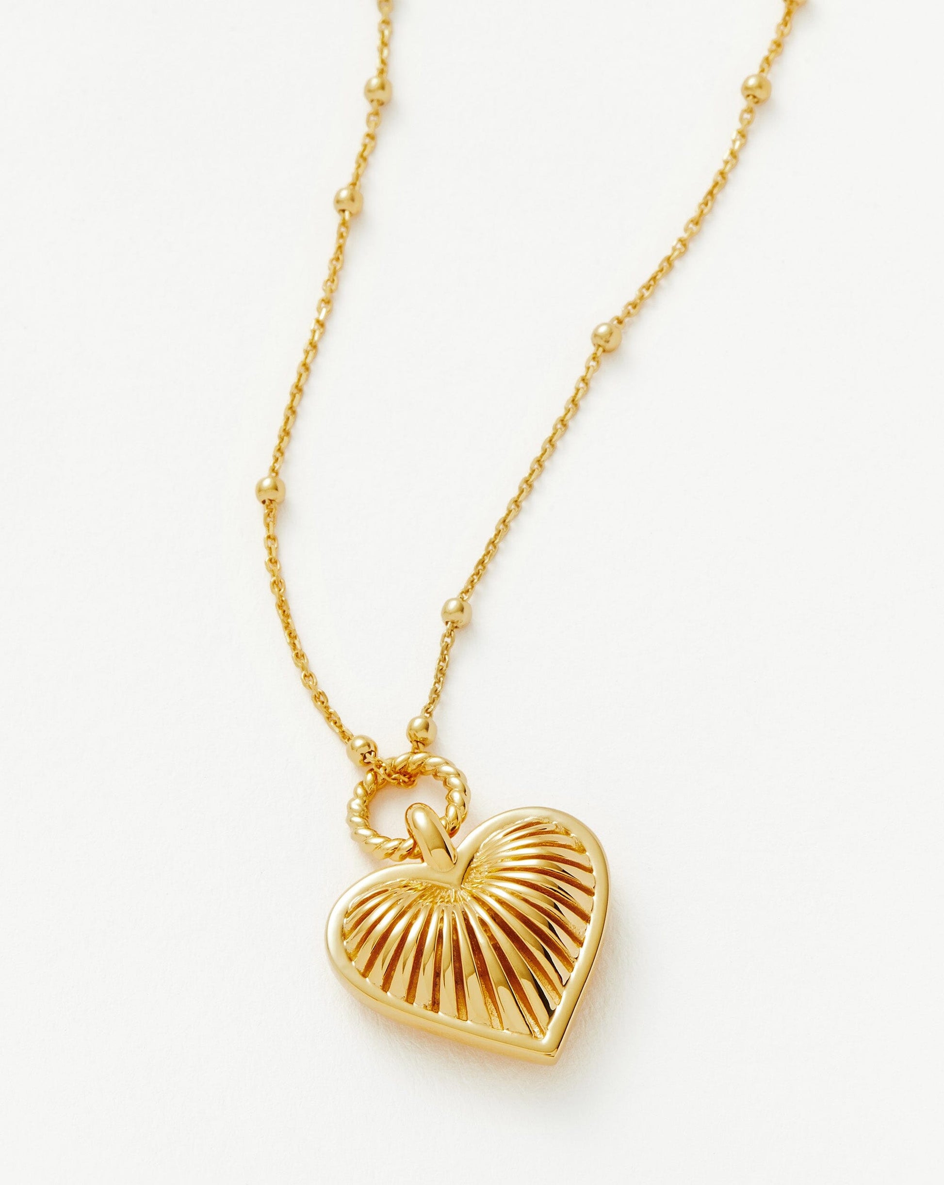 Ridge Heart Charm Pendant Necklace