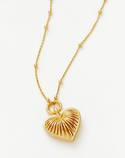 Ridge Heart Charm Pendant Necklace