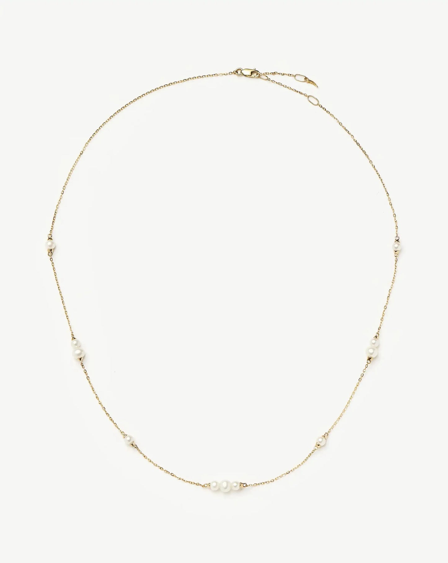 Solid Gold Pearl Chain Necklace