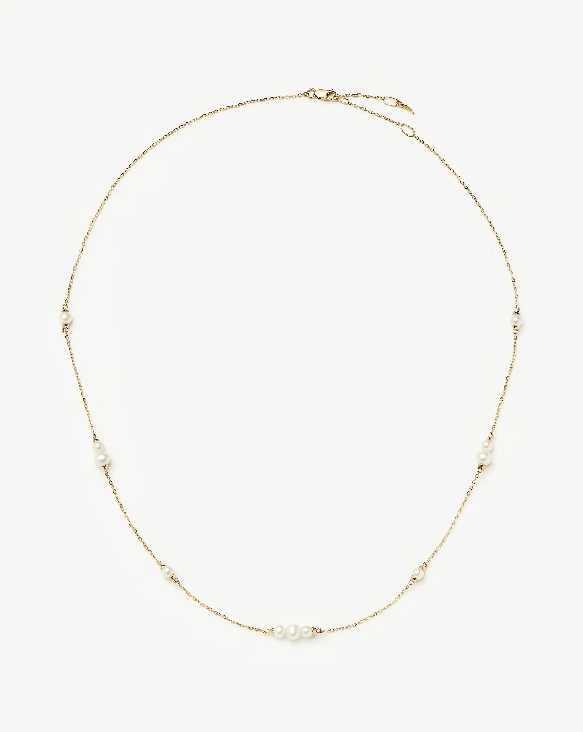 Solid Gold Pearl Chain Necklace