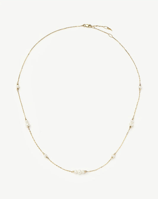 Solid Gold Pearl Chain Necklace