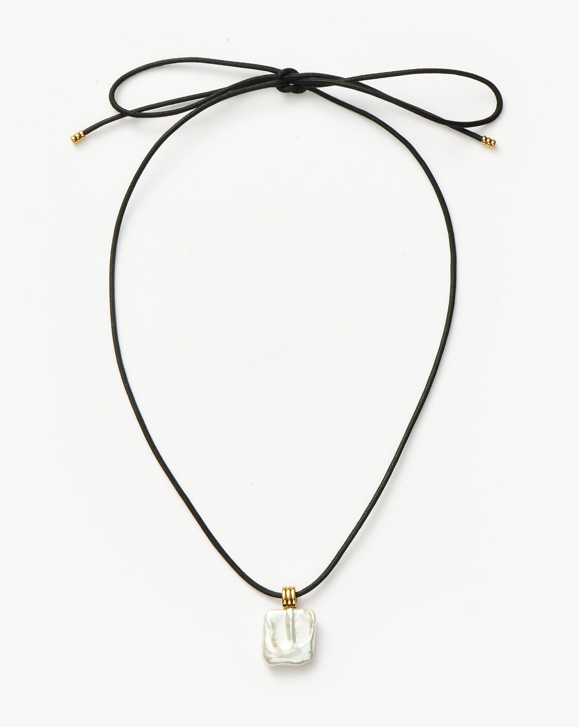 Square Pearl Pendant Cord Necklace